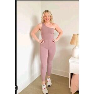 Old Navy Jumpsuit Womens Large Pink Tank Powerchill Go Dry Cotton One Shoulder